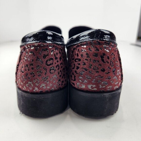 Di Chenzo Platform Loafer Womens 9.5/10 Ocelot Burgundy Leather Italian Leopard - Picture 8 of 13